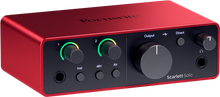 Charger l'image dans la galerie, Focusrite SCARLETT4-SOLO-STU Scarlett G4 - Scarlett Solo Studio 4th Gen - 2 in/2 out USB-C - micro, casque &amp; accessoires
