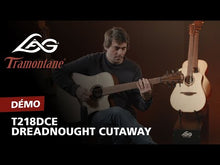 Charger et lire la vidéo dans la visionneuse de la Galerie, LAG T218DCE Dreadnought Pan-Coupé  Guitare Folk Electro
